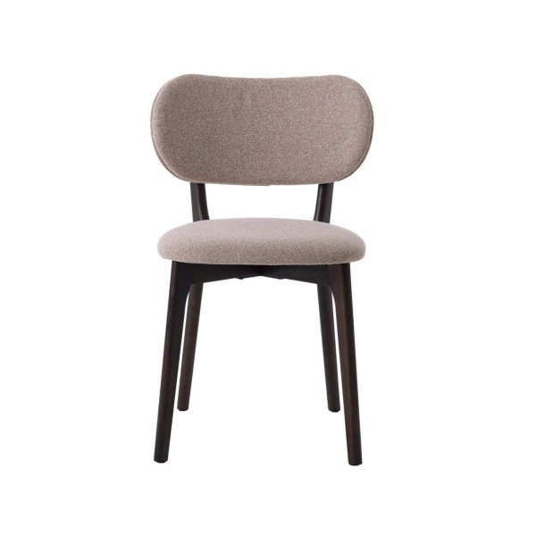 Chaise de salle à manger en bois de chêne et tissu taupe - Stilo