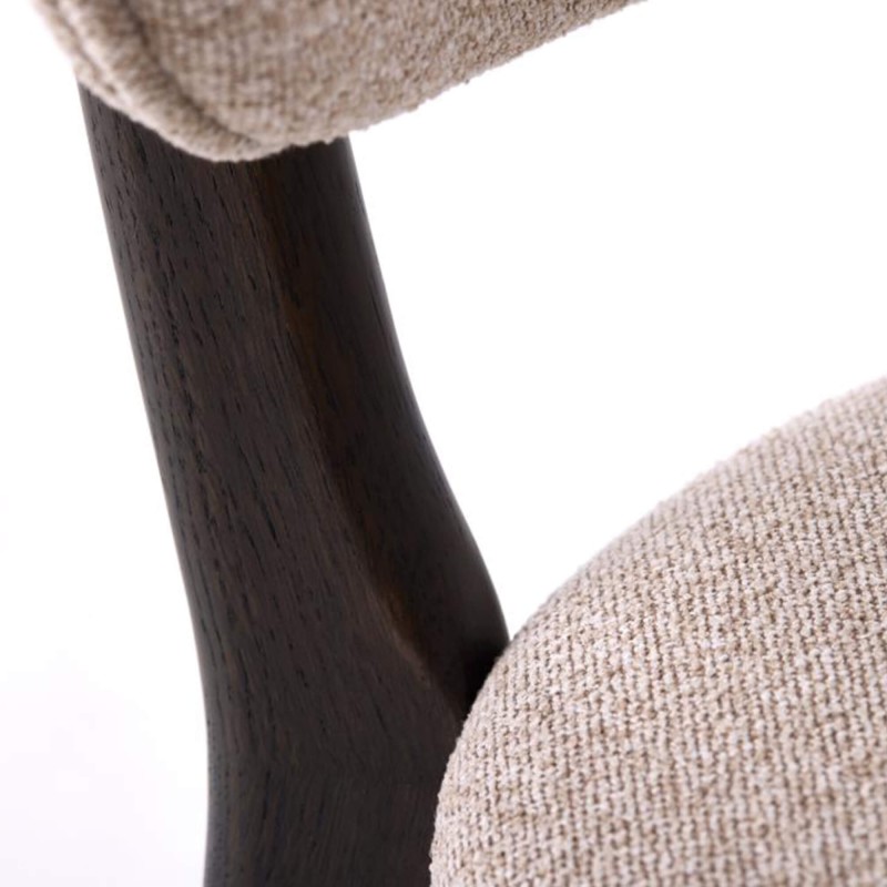 Chaise de salle à manger en bois de chêne et tissu taupe - Stilo