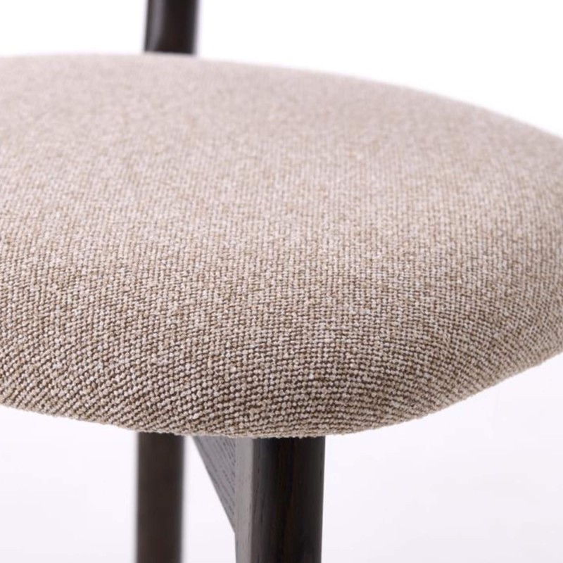 Chaise de salle à manger en bois de chêne et tissu taupe - Stilo