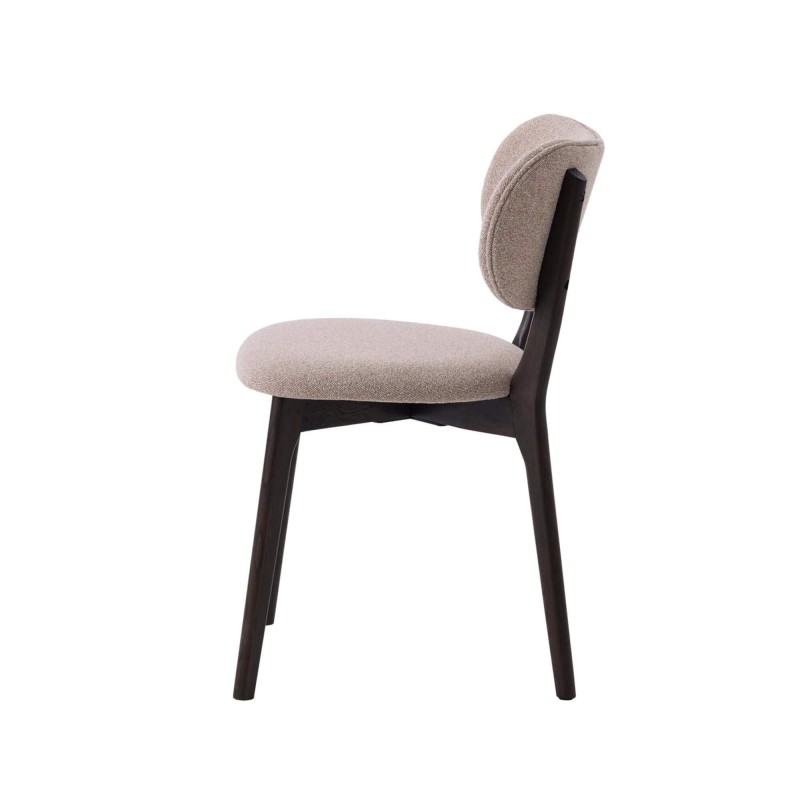 Chaise de salle à manger en bois de chêne et tissu taupe - Stilo