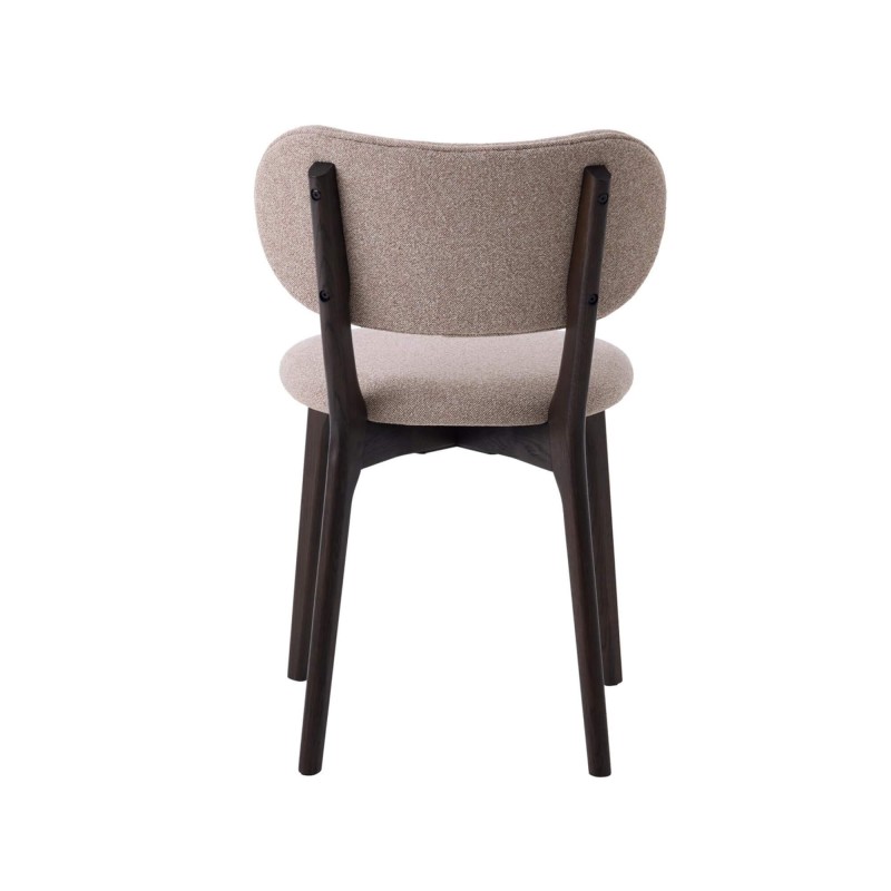 Chaise de salle à manger en bois de chêne et tissu taupe - Stilo