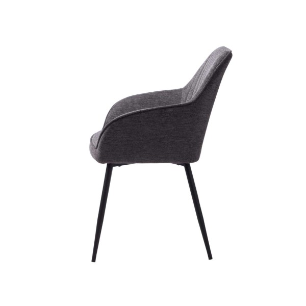 Chaise de salle à manger en tissu couleur anthracite - Nolan Stripe