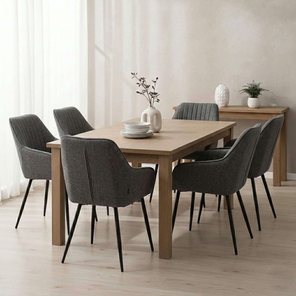 Chaise de salle à manger en tissu couleur anthracite - Nolan Stripe