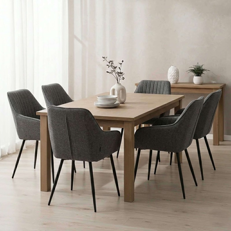 Chaise de salle à manger en tissu couleur anthracite - Nolan Stripe