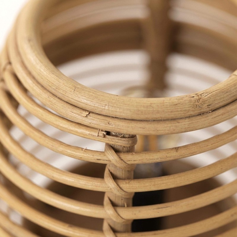 Lampe sur pied en rotin et bois de teck - Yumi