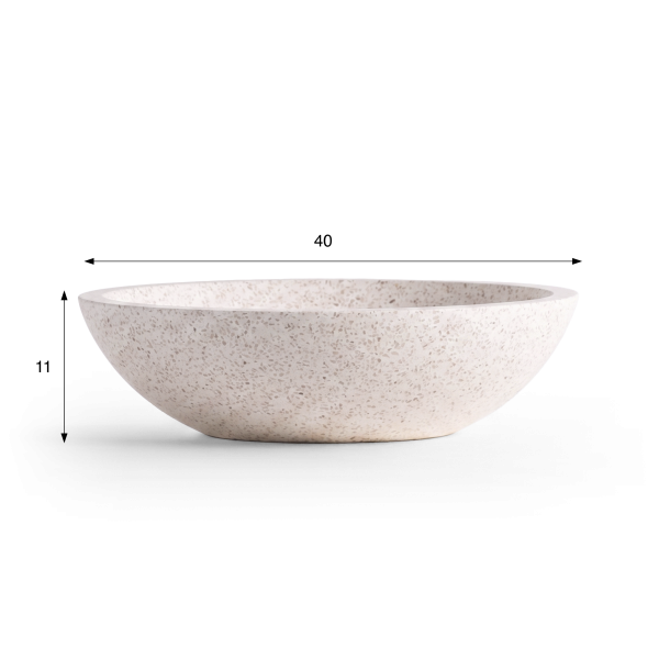 Vasque ronde en terrazzo blanc diamètre 40 cm - Megha
