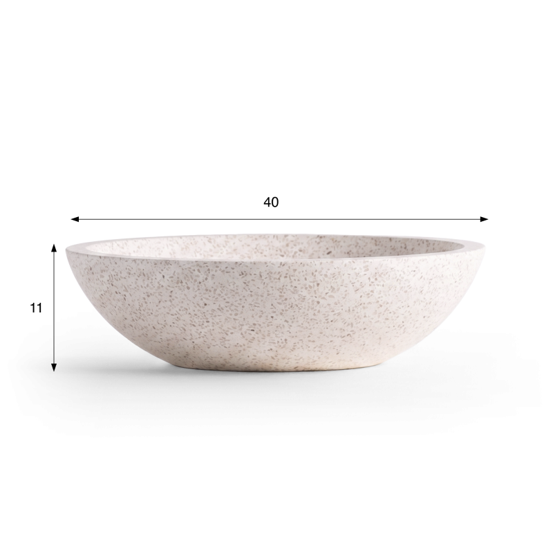 Vasque ronde en terrazzo blanc diamètre 40 cm - Megha