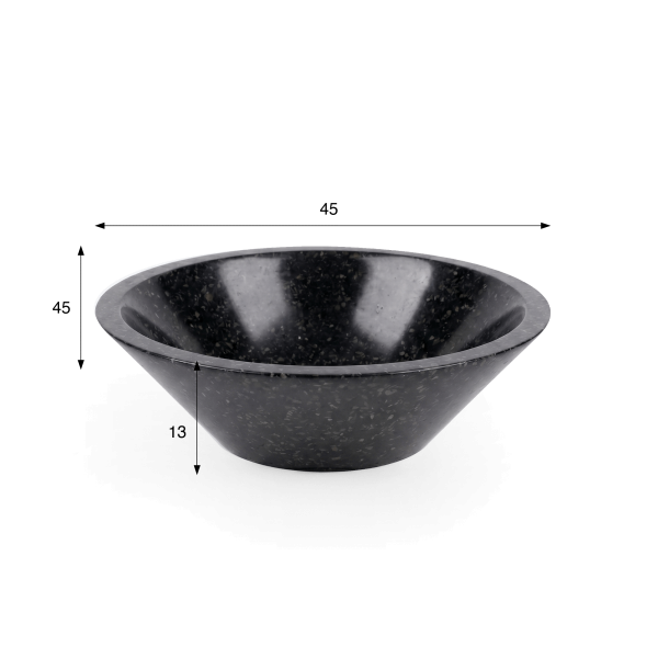 Vasque conique en terrazzo noir 45 cm x 45 cm - Mohini
