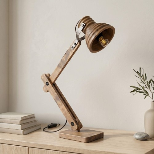 Lampe à poser style industriel en bois naturel - Norwood