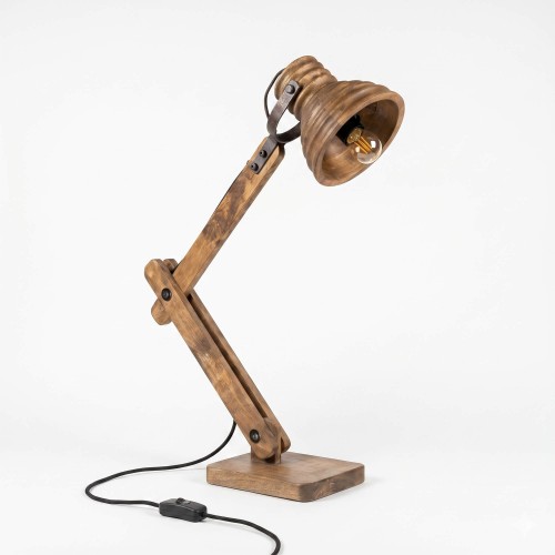 Lampe à poser style industriel en bois naturel - Norwood