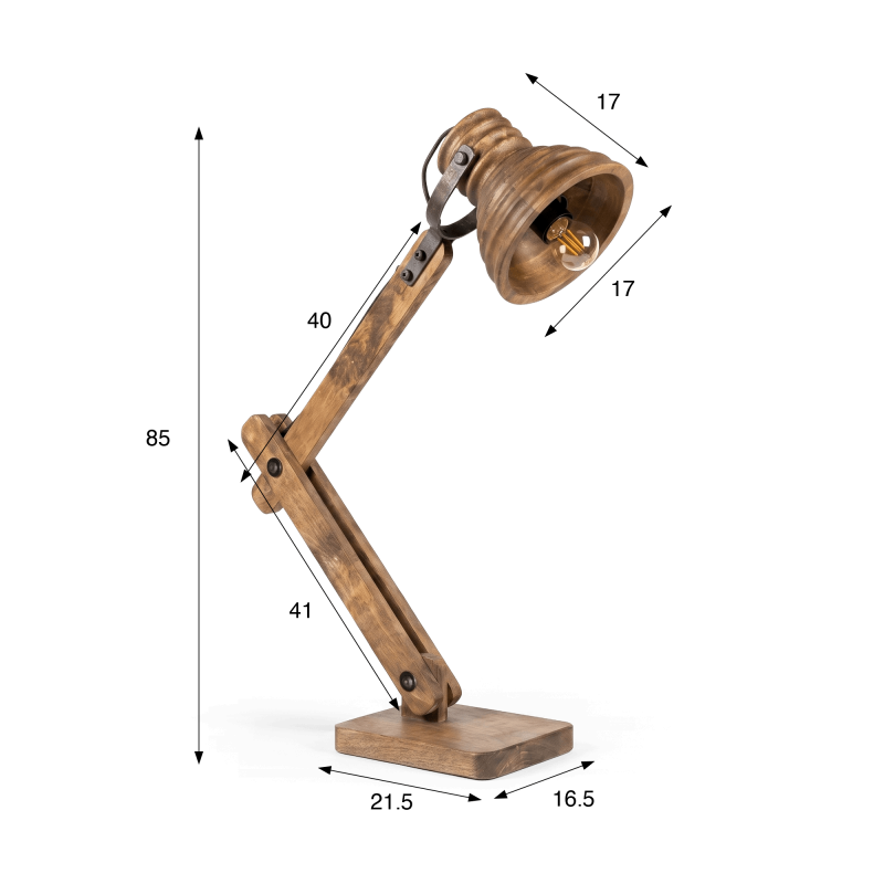 Lampe à poser style industriel en bois naturel - Norwood