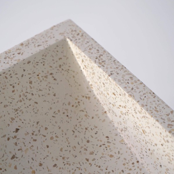 Vasque rectangulaire en terrazzo blanc 45 cm x 40 cm - Mayuri