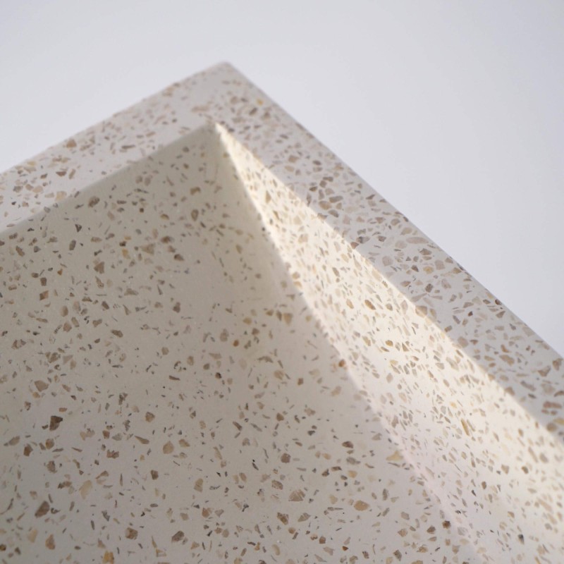 Vasque rectangulaire en terrazzo blanc 45 cm x 40 cm - Mayuri