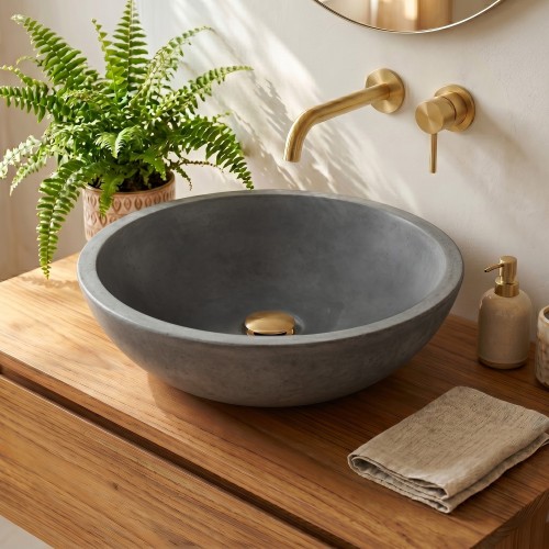 Vasque ronde en terrazzo gris diamètre 40 cm - Megha