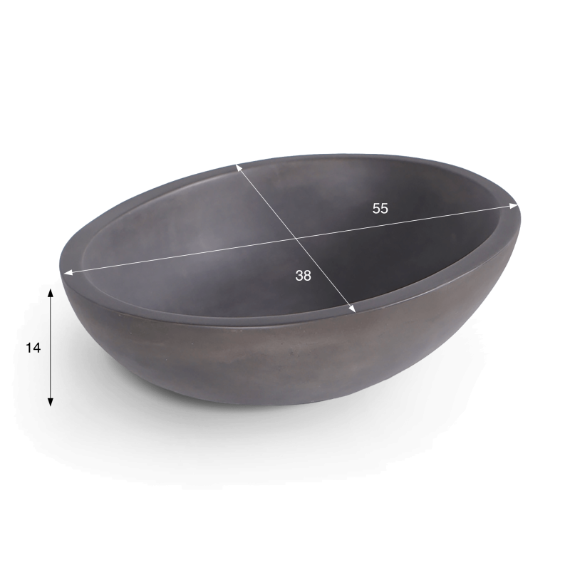 Vasque en béton ovale - Anthracite profond - Raw Blend