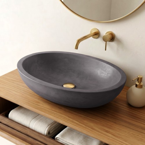 Vasque en béton ovale - Anthracite profond - Raw Blend