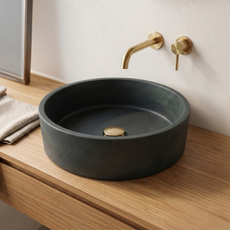 Vasque en béton ronde - Vert cuivre - Mineral