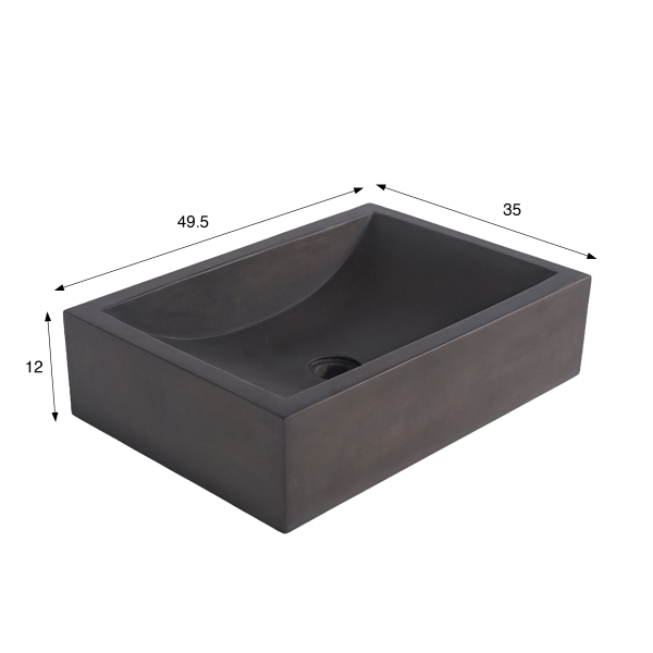 Vasque en béton rectangulaire - Anthracite profond - Pure Cast