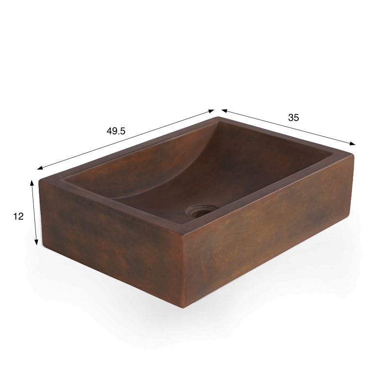 Vasque en béton rectangulaire - Brun vintage - Pure Cast