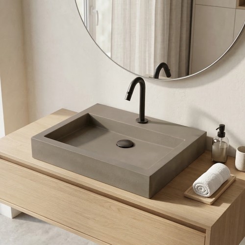 Vasque en béton rectangulaire couleur naturelle - Solidis