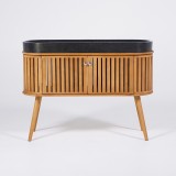 Meuble de salle de bain 120 cm en teck massif et vasque en terrazzo noir - Keya
