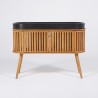 Meuble de salle de bain 120 cm en teck massif et vasque en terrazzo noir - Keya