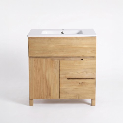 Meuble de salle de bain en bois massif de teck 80 cm - Olwen