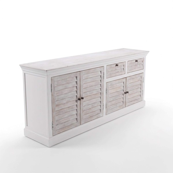 Bahut de salle à manger en bois naturel blanc  210 cm - Sea side