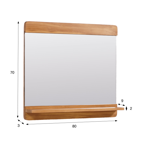 Miroir rectangulaire en teck massif - Amrita