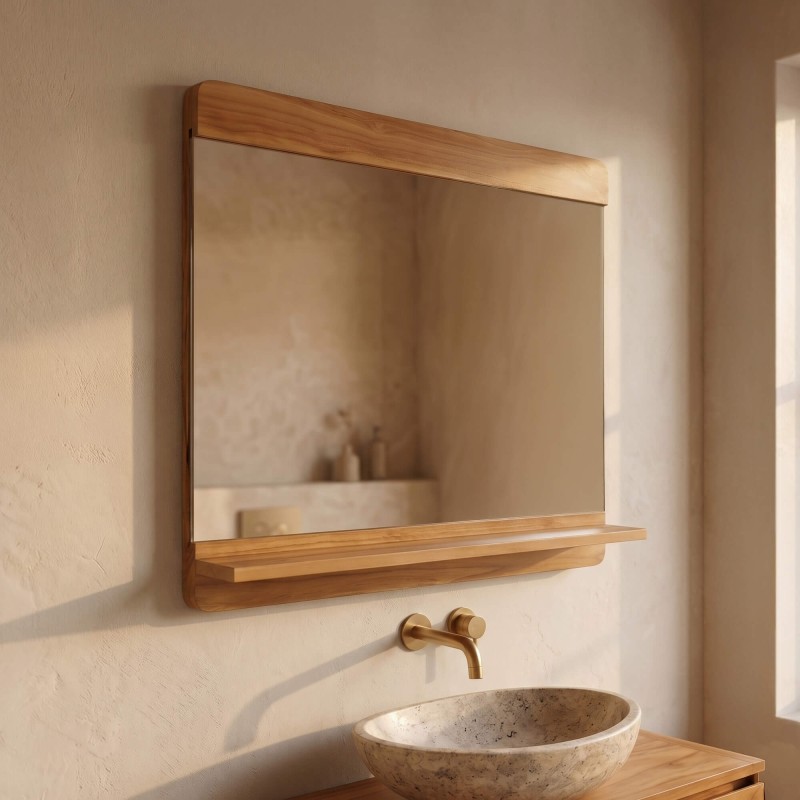 Miroir rectangulaire en teck massif - Amrita
