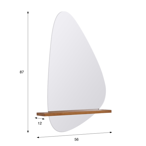 Miroir simple de forme organique avec tablette en teck - Anjali