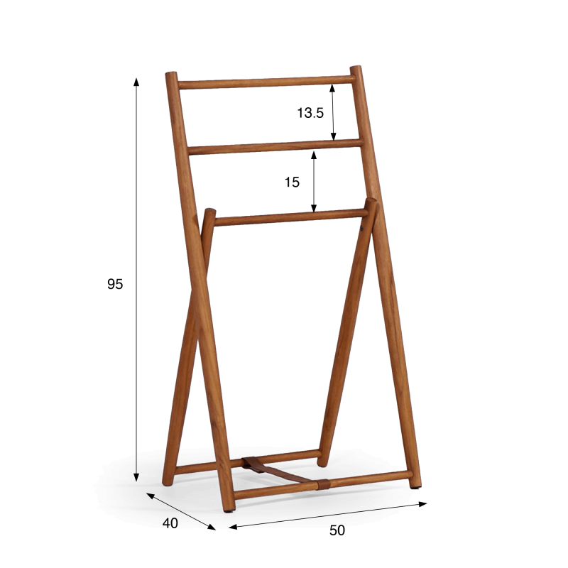 Porte serviettes en bois massif de teck - Cannella