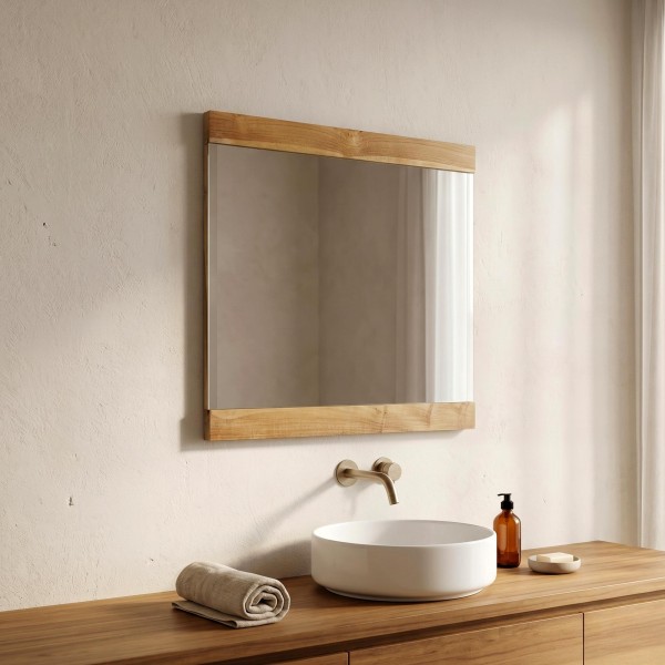 Miroir rectangulaire 80 cm double cadre en bois
