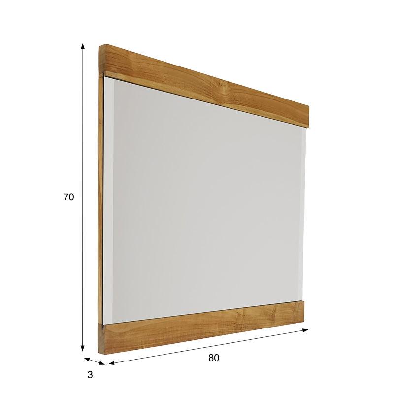 Miroir rectangulaire 80 cm double cadre en bois