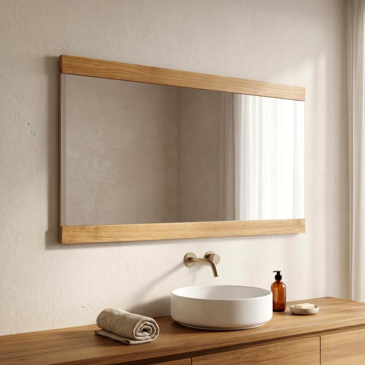 Miroir rectangulaire 140 cm double cadre en bois