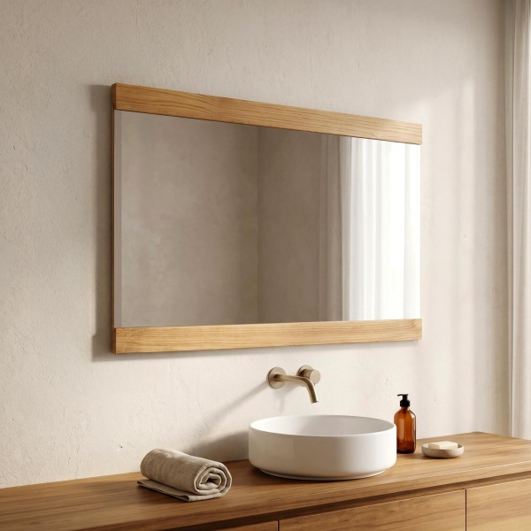Miroir rectangulaire 120 cm double cadre en bois