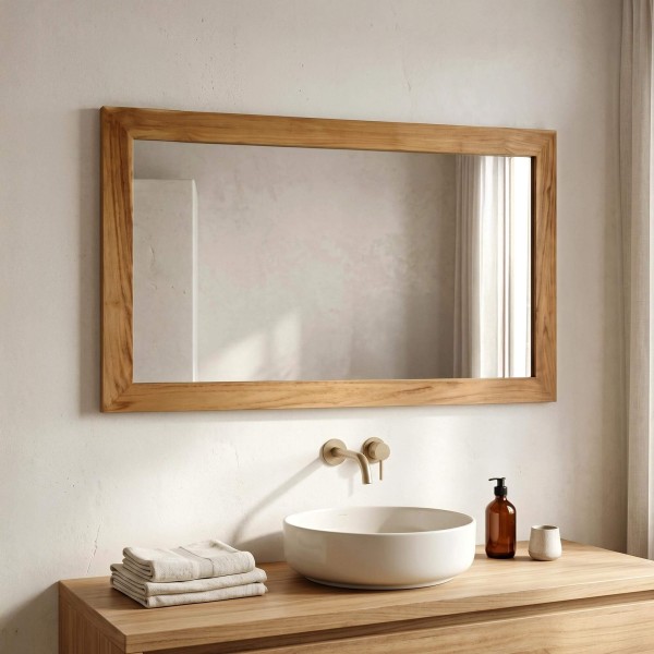 Miroir Rectangulaire 120 cm cadre en teck massif
