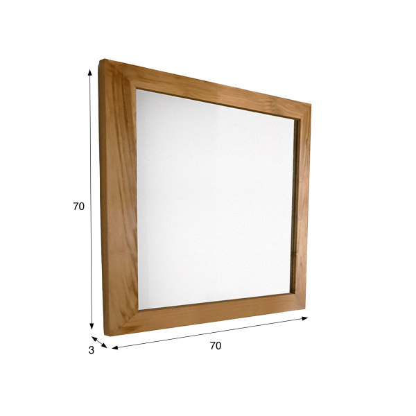 Miroir carré 70 cm cadre en teck massif
