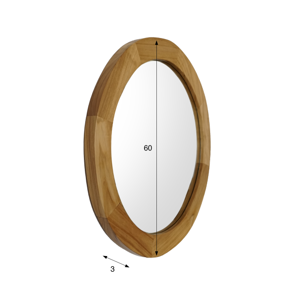 Miroir rond 60 cm avec cadre en bois
