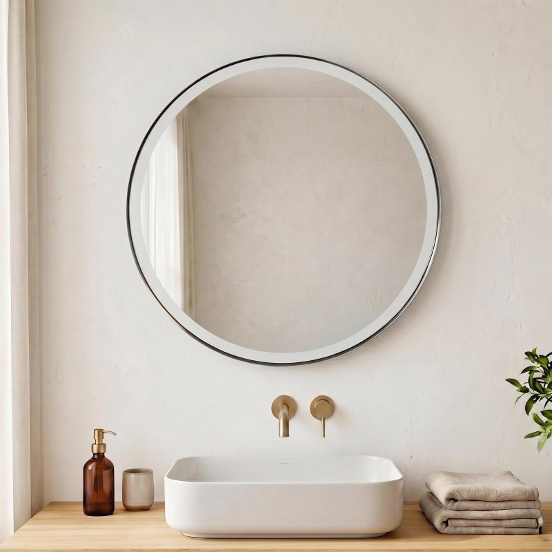 Miroir rond 70 cm avec cadre en metal