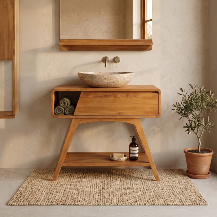 Meuble de salle de bain en teck massif - Amrita