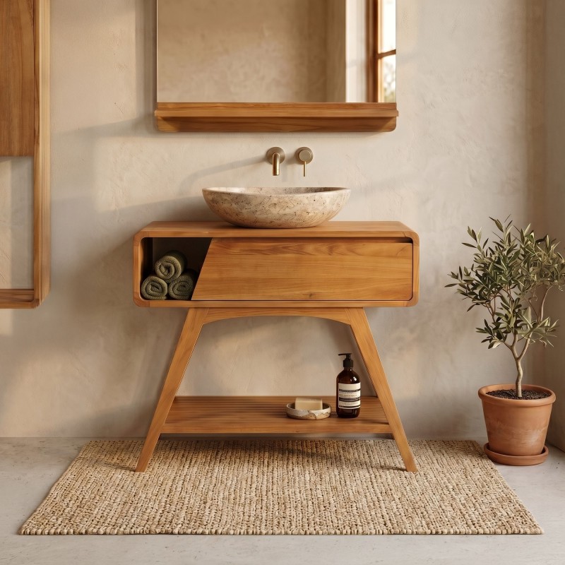 Meuble de salle de bain en teck massif - Amrita