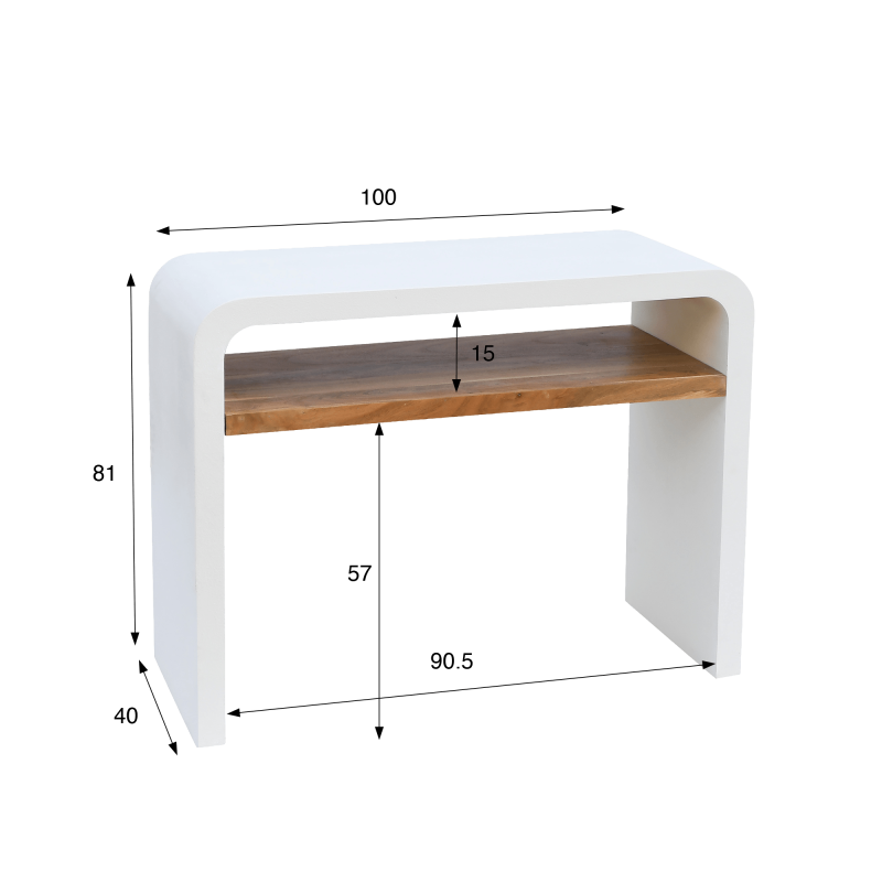Console d'entrée effet béton et bois massif d'acacia - Mineralis