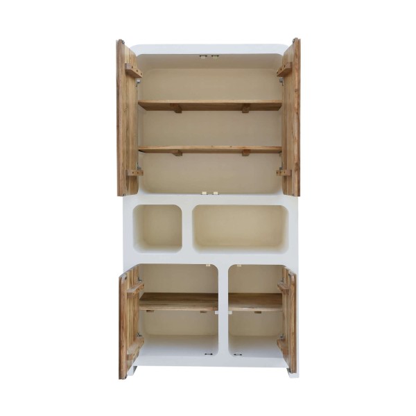 Buffet haut de salle à manger effet béton et bois massif d'acacia - Mineralis