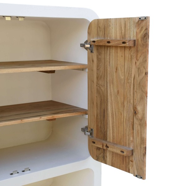 Buffet haut de salle à manger effet béton et bois massif d'acacia - Mineralis