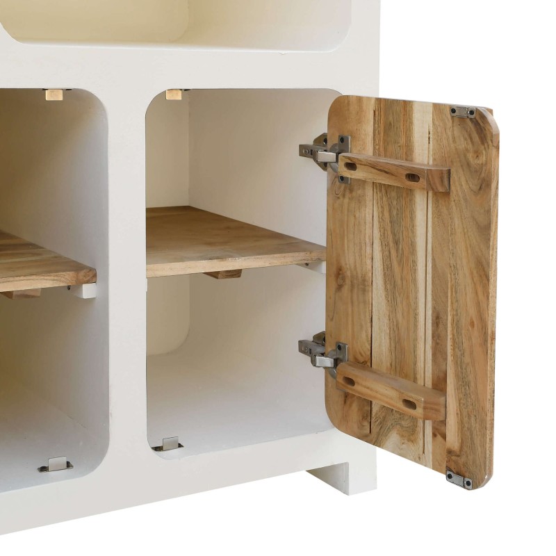 Buffet haut de salle à manger effet béton et bois massif d'acacia - Mineralis