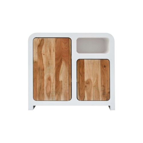 Buffet de salle à manger effet béton et bois massif d'acacia 90 cm - Mineralis