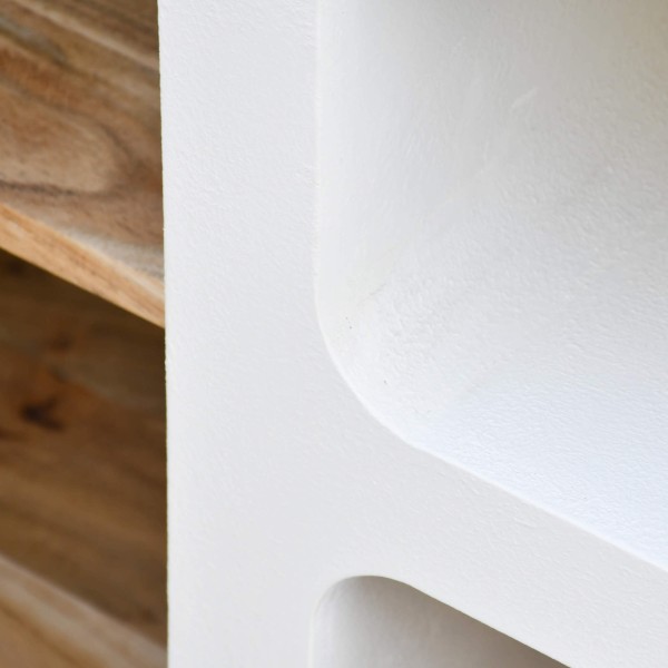 Buffet de salle à manger effet béton et bois massif d'acacia 90 cm - Mineralis