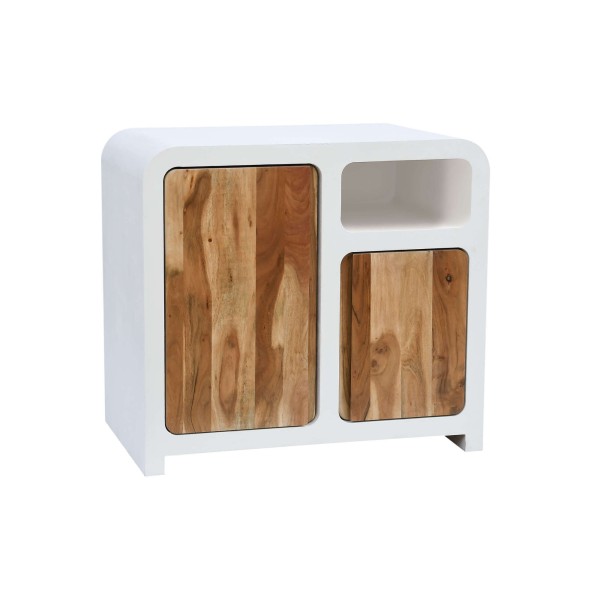 Buffet de salle à manger effet béton et bois massif d'acacia 90 cm - Mineralis