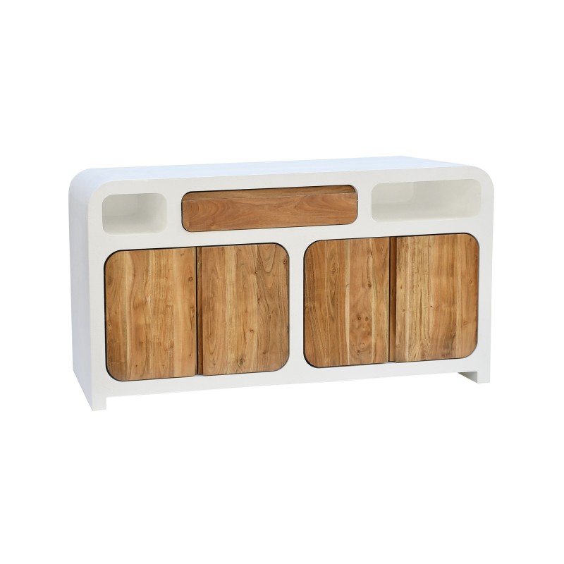 Bahut de salle à manger effet béton et bois massif d'acacia - Mineralis